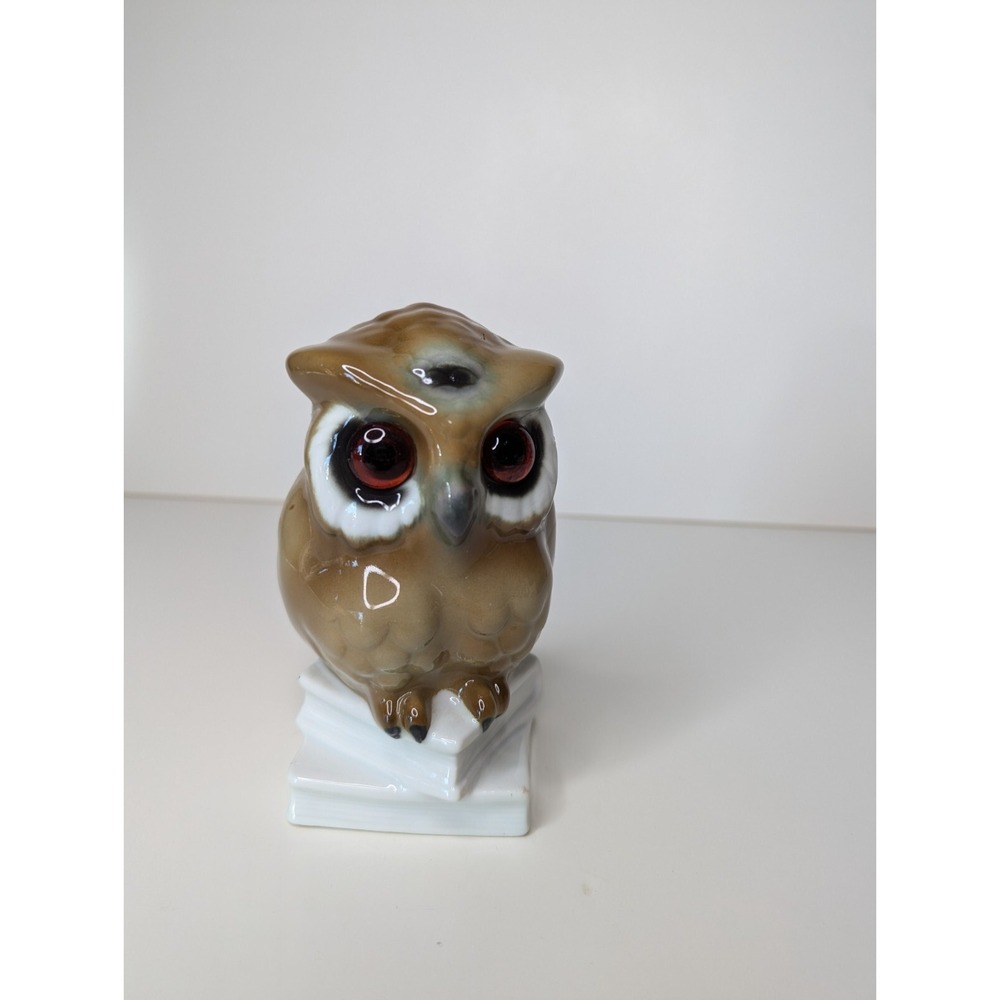Vintage Gerold Porzellan West Germany Porcelain Owl On Stack Of Books Figurine